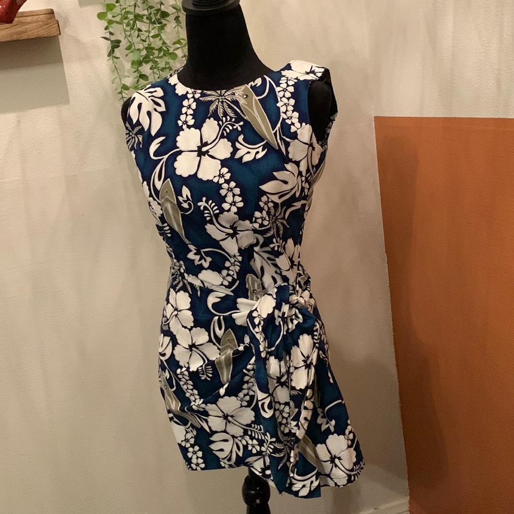 Floral Blue and White Mini Dress